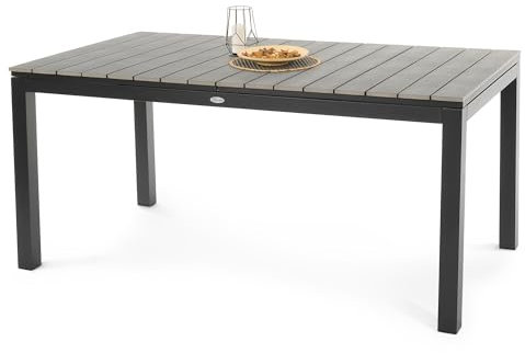 di volio Gartentisch Drena - mit Verstellbarer Beinhöhe, 160x210 cm, Gartentisch - wetterfest & ausziehbar, aus Aluminium, Holzoptik (Grau)