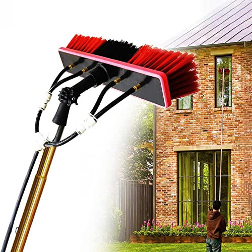 JYVDGGKKW Perche de Nettoyage de vitres Extensible Professionnelle avec Brosse télescopique - Kit d'alimentation en Eau en Aluminium Long Rea pour Nettoyeur de vitres télescopique et nettoya