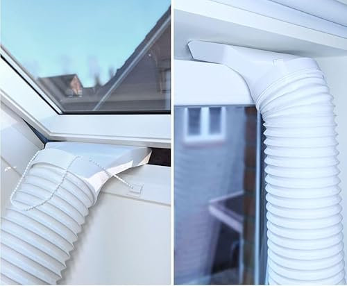 Klimaanlage Abluftschlauch Adapter - Auslass mobile Klimageräte zum Abführen warmer Abluft - passend Dachfenster, Kippfenster, Schwingfenster und Fenster der Marken VELUX und ROTO, Fensterdüse