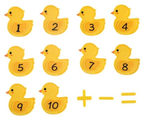 Hogvinnatil Kleinkindpuppen, Tierpuppen,Süße gelbe Ente Filz Fingerpuppen | Lern- und Bildungsspielzeug für Additions -Subtraktionsspiele, Rollenspielspielzeug für Familien
