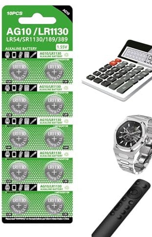 1.5V Button Cell Battery, Anti Creeping Batteries, 0.45x0.12 inches Long Lasting Energy Supply, 10X LR1130 Battery for Watches, LED Lights, Small Electronic Devices