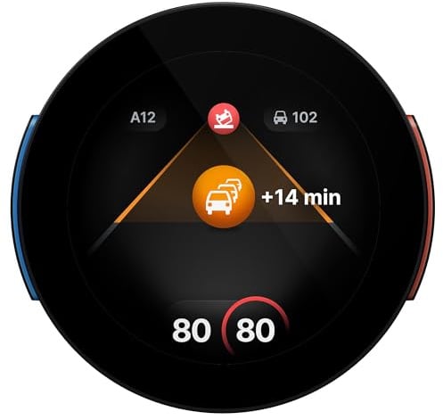 Flitsmeister Dash Verkehrswarner mit Display & eSIM – Funktioniert ohne Smartphone – Echtzeit Radar- & Verkehrs­warnungen – Inkl. Halterung & USB-C Ladegerät – ABO erforderlich (9,99 €/Monat)