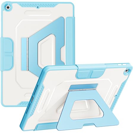 HYUKcase Case for iPad 9/8/7(10.2-Inch,2021/2020/2019 Model,9th/8th/7th Generation),Lightweight with Auto Sleep/Wake,Full Body Protective Cover,Adjustable Foldable Holder for Tablet (Blue)