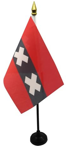 AZ FLAG - Tischflagge Amsterdam - 15x10 cm Goldene Splitze - Amsterdam Tischfahne 10 x 15 Cm - Flaggen