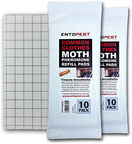 Entopest 20-Pack Clothes Moth Monitoring Pads - Refill for Room & Wardrobe Hanger Units - for Detection of Tineola bisselliella