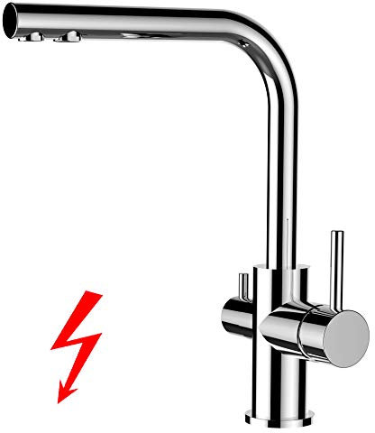 VIZIO NIEDERDRUCK 3 Wege Wasserfilter Chrom Küchenarmatur/Profi/Restaurant/Haus Wasserhahn für alle gaengigen filtersysteme geeignet/Mit L schwenkbarem Auslauf