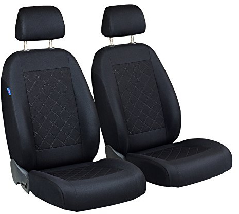 Q3 Vorne Sitzbezüge - für Fahrer und Beifahrer - Farbe Premium Schwarz gepresstes Karomuster