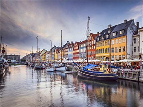 yeesam Art New Malen nach Zahlen für Erwachsene Kinder – Kopenhagen Wasser City 40,6 x 50,8 cm Leinengewebe – DIY Digital Malen nach Zahlen Kits auf Leinwand, Water City a, Without Frame