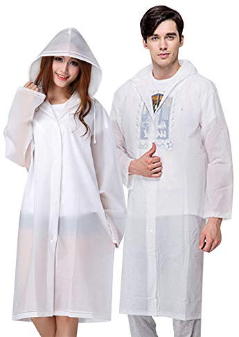 Vicloon Regenponcho, Regenponcho Einweg, 2 Stück Unisex Wiederverwendbar Transparent Regenmantel PEVA Tragbarer Wasserdicht Regencape Atmungsaktiv Regenjacke für Reisen, Wandern, Radfahren & Camping