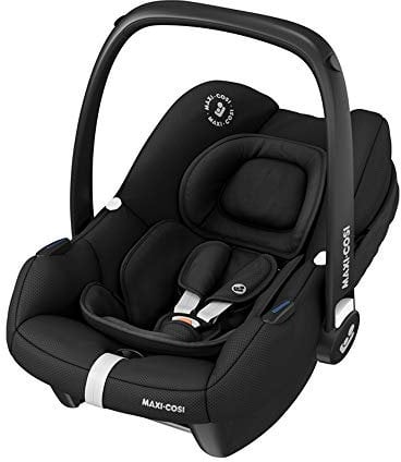 Maxi-Cosi Tinca i-Size Babyschale, sehr leichter Gruppe 0+ Autositz (nur 3,2kg), inkl. Sonnenschutz, nutzbar ab der Geburt bis zu 75 cm (0-12 kg), Essential Black, Schwarz