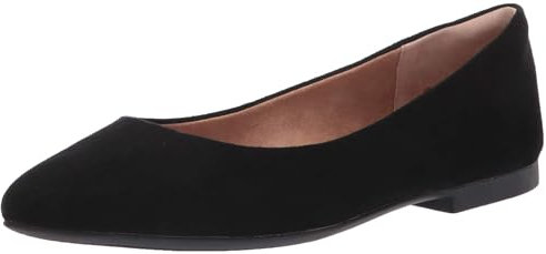 Amazon Essentials Damen Ballerinas mit spitzem Zehenbereich, Schwarz Mikro Wildleder, 41 EU