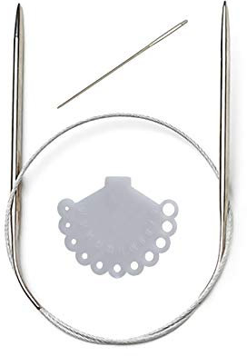 1 Edelstahl Rundstricknadel 80cm mit Stopfnadel, Größenwahl