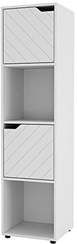 URBNLIVING Weißes Holz-Würfel-Bücherregal mit Linien-Türen, Display-Regal, Aufbewahrungsregal, Schrank, modern (weiße Tür, 4 Würfel)