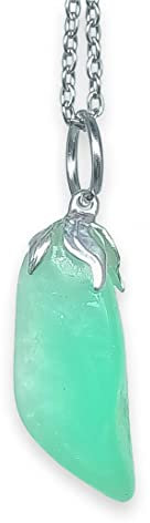 TENET Anhänger aus echtem Naturstein mit Kette, Edelstahl Stein, Chrysopras