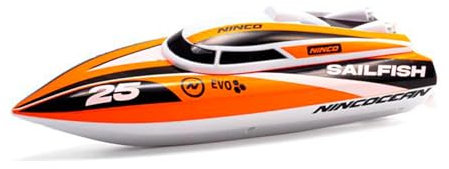 Ninco - Sailfish | Ferngesteuertes Boot mit Weitwinkel und 2 Motoren | Sender 2,4 GHz | Maße: 24 x 9 x 8 cm | Wassertropfen mit diesem Wasserbiest | Ab 6 Jahre (NH99036)