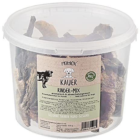 PRIMOX KAUER Rinder MIX - aromatischer & abwechslungsreicher Kausnack für Hunde - Hundeleckerlie/Kauknochen/Zahnpflege, 1er Pack (1 x 0.50 kilograms)