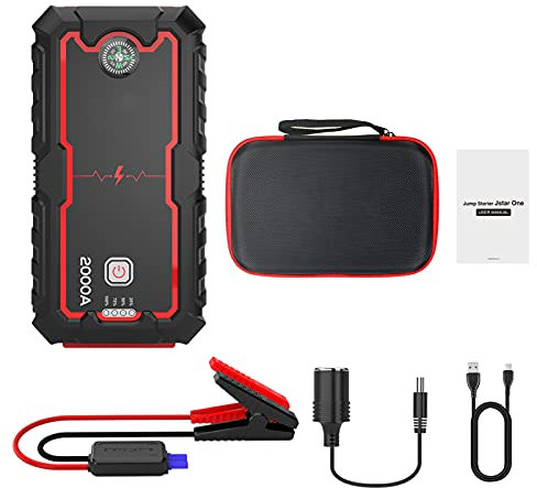 2000A Jump Starter Power Bank 12V Intelligent Power Affichage Numérique Chargeur Portable Dispositif de Démarrage pour 6.0L/4.0L Batterie De Secours De Voiture d'urgence,22000mAh