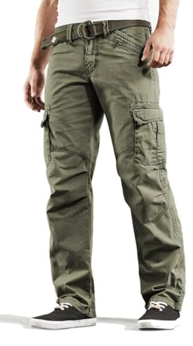 Timezone Herren Cargohose (W32/L32, Light Tank Green)