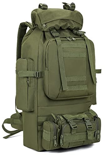 HongXingHai 100 l Camping Wandern Rucksack, Molle Militär-Rucksack, wasserdicht, leicht, Wanderrucksack, Grün (Army Green), Large, Wanderrucksäcke