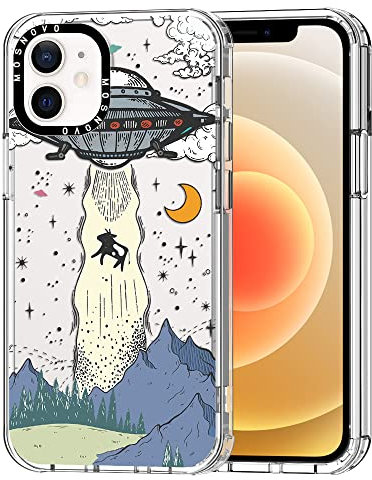 MOSNOVO für iPhone 12 / iPhone 12 Pro Hülle – Durchsichtige, schlanke, stoßfeste TPU+PC-Handyhülle, [6,6 Fuß Fallschutz/Anti-Abziehen] - UFO