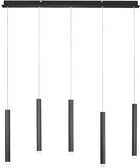 SellTec LED Pendellampe 5-flammig schwarz, warmweiße Lichtfarbe, skandinavisches Design, minimalistisch pure