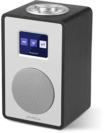 LEMEGA CR4 DAB/DAB+ und UKW Digitalradio,Bluetooth Lautsprecher, DAB Radio,Doppelwecker,Küchen/Schlaf/Snooze Timer,Farbdisplay,Kopfhöreranschluss,Holzoptik,Netzbetrieb - Schwarz