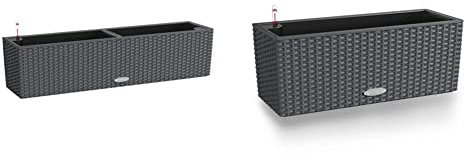 Lechuza – Pot de Fleurs d’Extérieur – Balconera Cottage 80 – Réserve d’Eau Intégrée – Coloris Granit – 79 x 19 x 19 cm & Pot de Fleurs d’Extérieur et d'Intérieur – Cottage Balconera – 50 x 19 x 19 cm