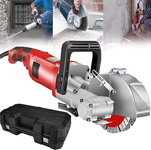 JIADUOFU Rozadoras Eléctricas,4000w 7500r / Min Multifuncional Rozadora Pared Profesional con Hoja De Sierra De 5, Rofundidad 0-37mm, para Operaciones De Ranurado De Paredes Y Suelos,Red-220V