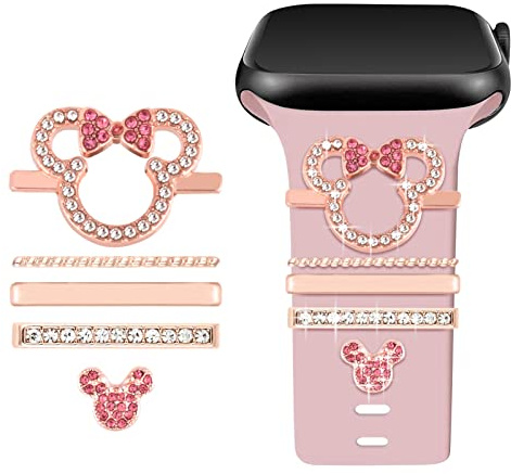 Shesyuki Uhr Armband Charme, mit dekorativem Ring und Schnalle, kompatibel mit Apple Watch 40mm 41mm 44mm 45mm Metall Diamant Armband Schiebezubehör, passend für iWatch Serie 8 7 6 5 4 3 2 1