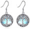 Lebensbaum Ohrringe 925 Sterling Silber Mondstein Baum des Leben Ohrhänger Lebensbaum Muttertag Schmuck Geschenk für Damen