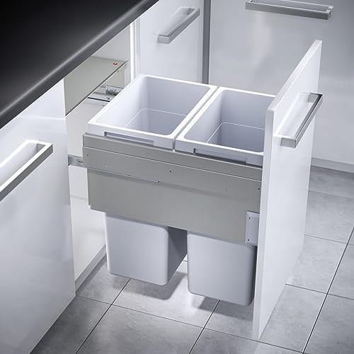 Hailo Abfallsammler 3619 | 2fach Euro-Cargo 76 Liter | Einbau Mülltrennsystem | für vorhandenen 50cm Schrank (hellgrau)