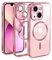 Cover Magnetica per iPhone 13(Non per iPhone 13 Pro), Custodia Compatibile con MagSafe, Protezione Antiurto di Livello Militare Telefono Silicone [Copertura della fotocamera], Oro Rosa Trasparente