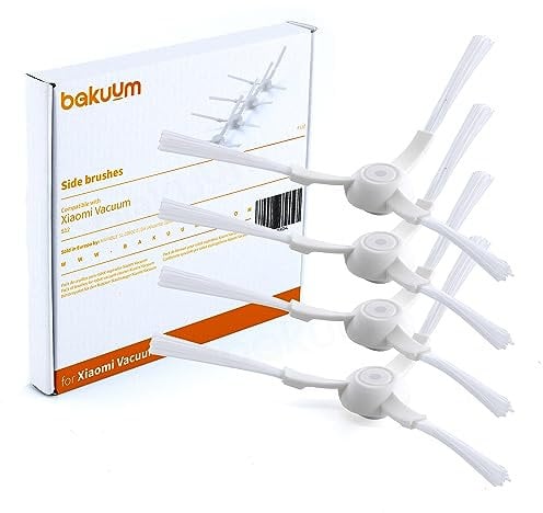 BAKUUM Pack 4 cepillos, escobillas laterales, para Xiaomi E12 E10. Pack repuestos y accesorios para robot aspirador