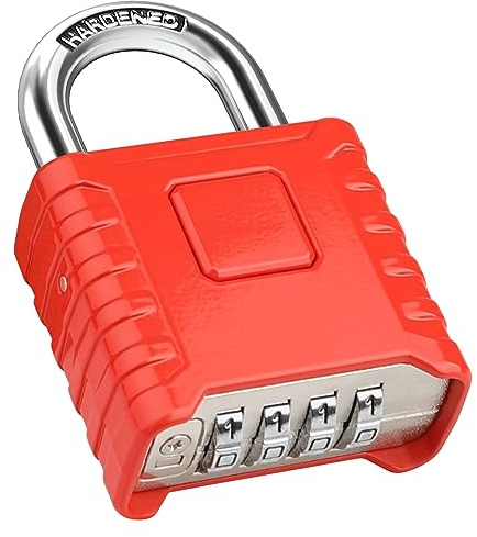 Diyife Heavy Duty Combination Padlocks Outdoor, [Weatherproof] 52mm Large 4 Digit Code Padlock with 8mm Thick 304 Stainless Steel Shackle for Garage, Home, School, Gate, Shed, Fence, Gym (Red)
