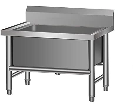 NEZIH Gewerbe Bodenwaschbecken, Edelstahl -Mop -Service -Waschbecken Waschbecken Slop Waschbecken Utility Badewanne Mop Eimer/Silver/80 * 50 * 65Cm