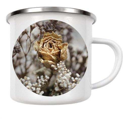 artboxONE Emaille Tasse Trockenblumen Beige Weiß von Wundertüte - Emaille Becher Natur