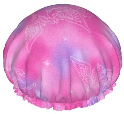 Pink Tie Dye Unicorn Shower Caps for Women, Elastic Reusable Bathing Hair Cap Environmental Protection Hair Bath Caps, Double WaterproofBathing Shower Hat