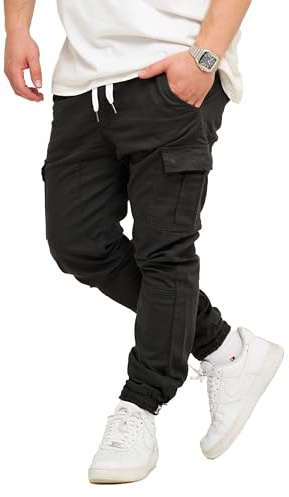 Soulstar Herren Cargo Jogger Jeans-Hose mit Gummibund Stretch Jeans Männer Freizeithose