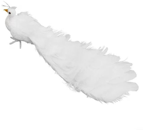 Pfauen-Weihnachtsschmuck,37 * 13cm Langer Künstlicher Pfauen-Weihnachtsdekoration Künstliche Pfauenvöge,Weiß,Glitzernder Phönix-Weihnachtsschmuck Für Weihnachtsbaum-Dekoration