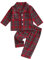 Carolilly Ensemble Pyjama Enfant Bébé Unisexe en Carreaux Rouge de 2 Pièces, Haut à Manches Longues Boutonné Devant Col à Revers + Pantalon (6 Mois à 4 Ans) (Rouge, 12-18 Months)