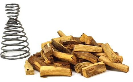 NIRDOSH - 50 Legnetti Palo Santo Sahumito + Diffusore di Aromi in Acciaio + 1 Candela - Kit Fumigazione per Sublimare i Paletti di incenso naturale Palo Santo