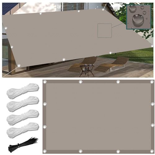 Toldo Vela de Sombra Rectangular 3x7M Impermeable Toldos Exterior Terraza Protección Rayos UV Resistente al Desgarro para Terraza Balcon Patio Exteriores Jardín con Ojales y Cuerdas de Fijación