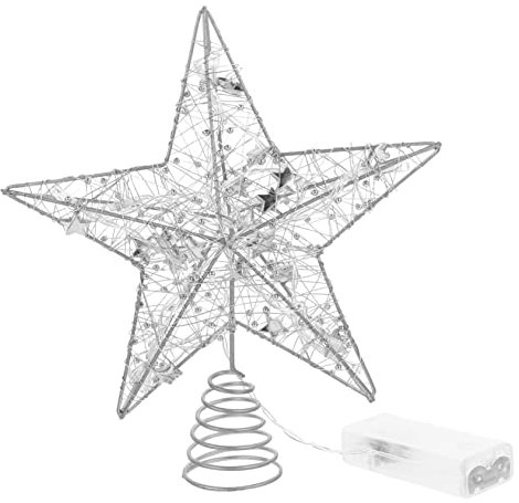Ciieeo 1Stk Baumwipfelstern Weihnachten Krippenschmuck Golddekor LED-Weihnachtsbaum Christbaumspitze Stern Baumwipfel-Dekor Berühmtheit Zylinder Burleigh schmücken Eisen
