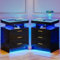 Lvifur Nachtschrank 2er Set mit Beleuchtung,Smart Nachtschrank mit 3 Licht Dimmbar, Hochglanz Sideboard mit Ladefunktion 3 Schubladen USB Type-C Automatischer Sensor Schlafzimmer Schwarz