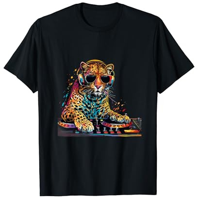 DJ Leopard EDM House Music Turntable DJ Leopard Techno T-Shirt