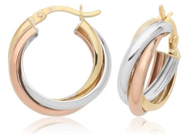 9 Karat (375) Tricolor Gold Damen - Paar Creolen - 10mm TRS36926MM10