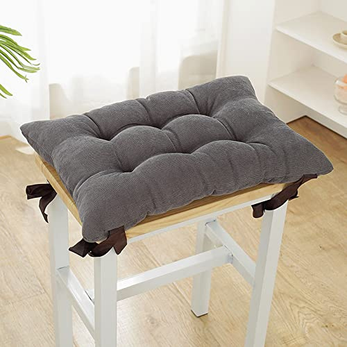 SXGCH 2er-Set Stuhlpolster, rechteckige Sitzpolster, superweiche Hockerkissen, quadratische Sitzkissen mit Bändern für kleine Hocker, Schule, Büro (grau, 25 x 35 x 5 cm)