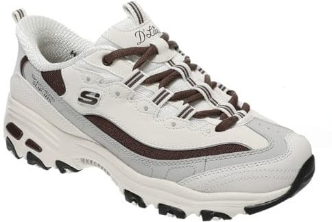Skechers Women's D'Lites-Smooth Nostalgia, Hands Free Slip-ins Sneaker, Off White/Brown, 39.5 EU