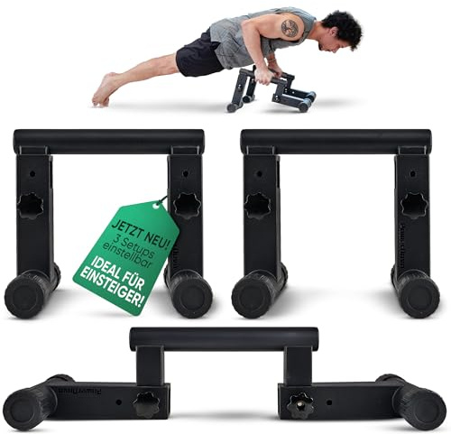 Liegestützgriffe [3-in-1] - Griff einstellbar für Calisthenics, Handstand & Push-Up-Handles | Liegestütze-Griffe handgelenkschonend & ideales Equipment für Homestudio, Gym & unterwegs | POWERNOVA