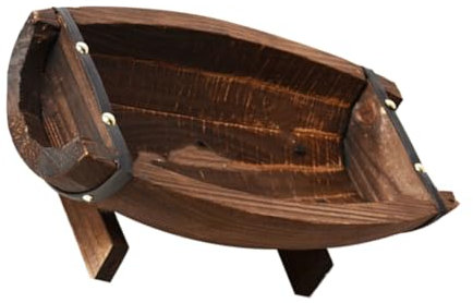 SUPVOX Anticorrosive Wood Pot Whisky Barrel Plants Pots Wine Barrel Outdoor Decor Wooden Boat Decor Pots Wooden Sushi Plate Canoe Decor Outdoor Planter Boat Tray Coffee